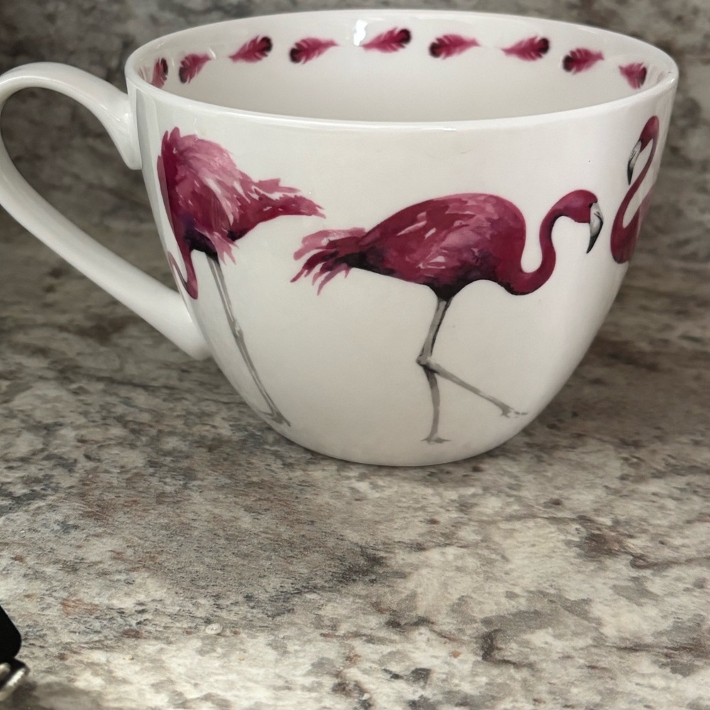Portobello by Design pretty in pink FLAMINGO MUG bowl England BONE CHINA 20oz - Picture 5 of 7